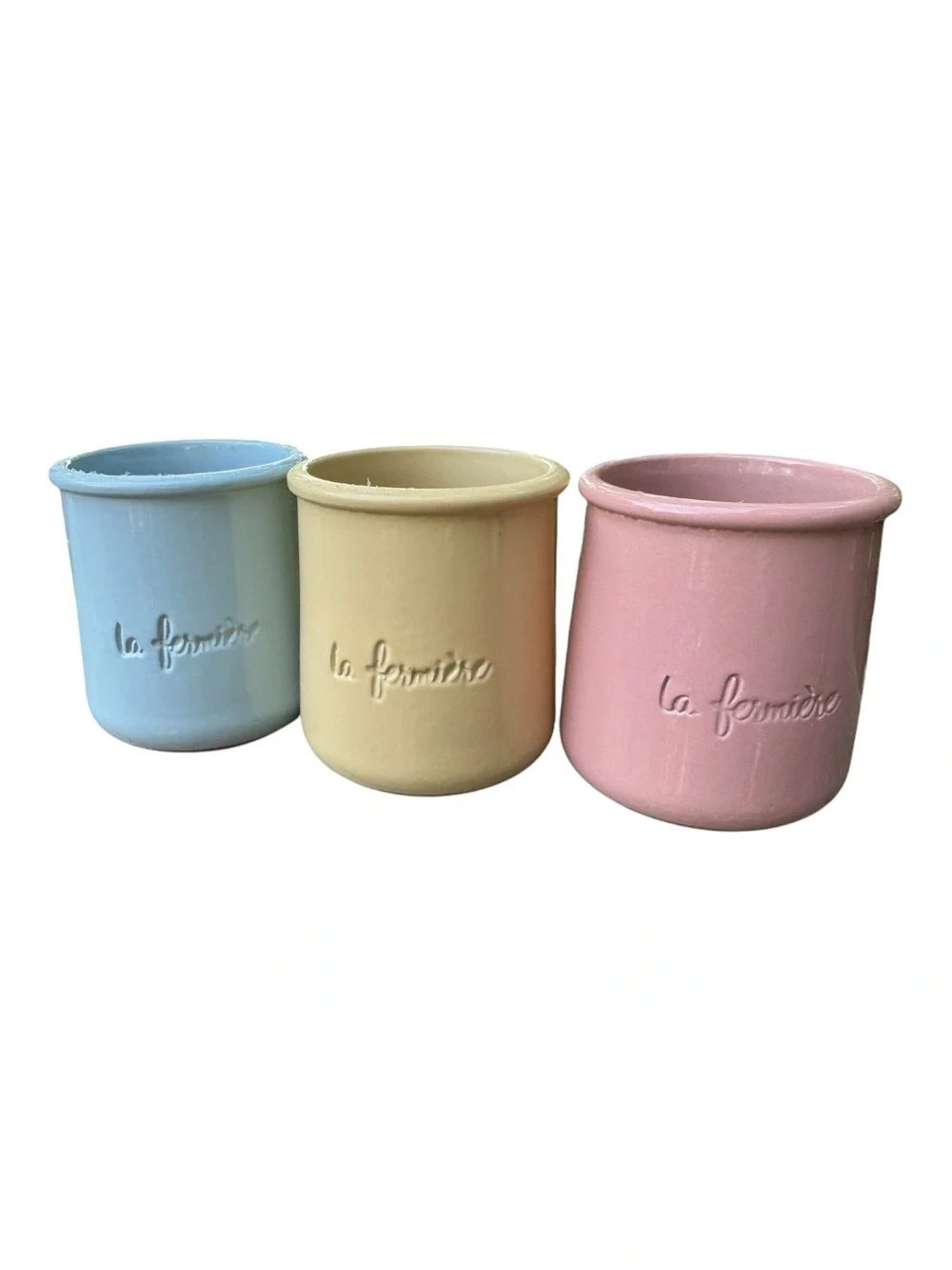 La Fermière Pastel Ceramic Vases Set - Blue, Yellow, Pink
